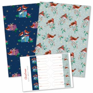 Winter Robin Gift Wrap and Stickers